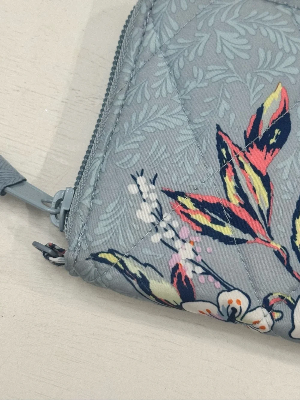 Vera Bradley Cherry Blossoms Accordion Zip Wallet | Quilted Floral Light Blue - Picture 3 of 9